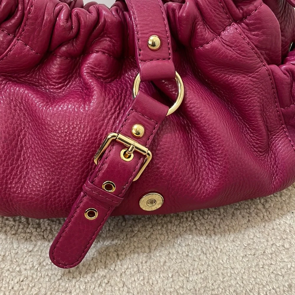 Michael Kors Pink / Purple Pebble Leather Crossbody With Gold Hardware